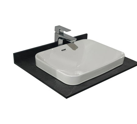 Set Baza front MDF si Lavoar seria 633, cu sertare, cadru metalic, montat, 60 cm, alb rustic [4]