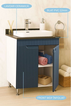 Produs în România - Set Baza front MDF si Lavoar seria 633, 60 cm, antracit