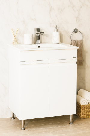 Mobilier Baie - Set Baza front MDF si Lavoar seria 086, 60 cm, alb