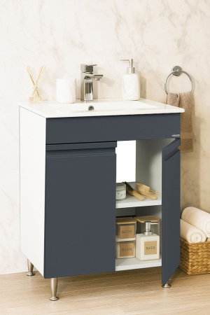 Mobilier Baie - Set Baza front MDF si Lavoar seria 086, 60 cm, antracit