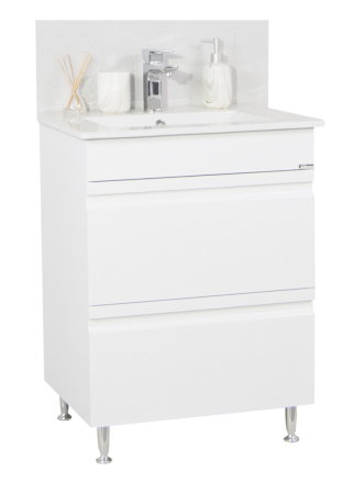 Baza cu Lavoar - Set Baza front MDF si Lavoar seria 086, cu sertare, 60 cm, alb