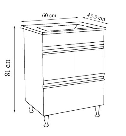 Set Baza front MDF si Lavoar seria 086, cu sertare, 60 cm, alb [5]