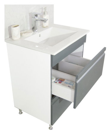 Mobilier Baie - Set Baza front MDF si Lavoar seria 086, cu sertare, 60 cm, antracit