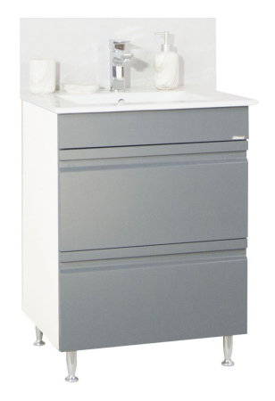 Mobilier Baie - Set Baza front MDF si Lavoar seria 086, cu sertare, 60 cm, antracit