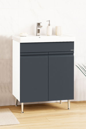 Mobilier Baie - Set Baza front MDF si Lavoar seria 786, 60 cm, antracit