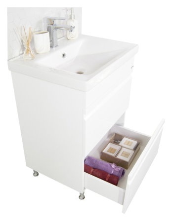 Mobilier Baie - Set Baza front MDF si Lavoar seria 786, cu sertare, 60 cm, alb