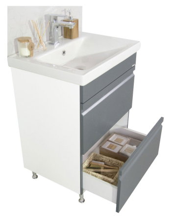 Mobilier Baie - Set Baza front MDF si Lavoar seria 786, cu sertare, 60 cm, antracit