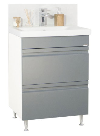 Mobilier Baie - Set Baza front MDF si Lavoar seria 786, cu sertare, 60 cm, antracit