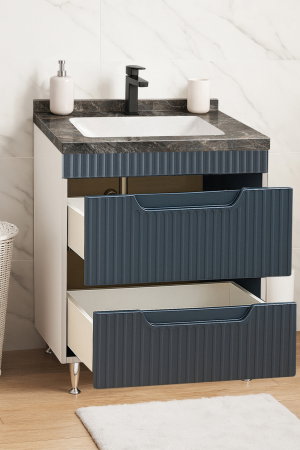 Produs în România - Set Baza front MDF si Lavoar seria 833, cu sertare, 60 cm, antracit