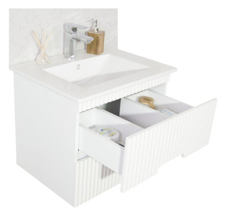 Baza cu Lavoar - Set Baza front MDF si Lavoar seria 009, cadru metalic, cu sertare, 80 cm, alb