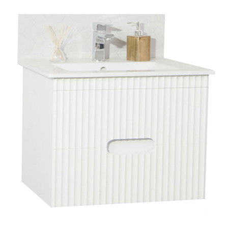 Mobilier Baie - Set Baza front MDF si Lavoar seria 009, suspendata, cu sertare, 70 cm, alb