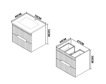 Set Baza front MDF si Lavoar seria 009, suspendata, cu sertare, 70 cm, alb [8]