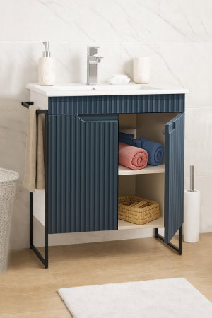 Baza cu Lavoar - Set Baza front MDF si Lavoar seria 033, cadru metalic, 60 cm, antracit
