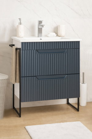 Baza cu Lavoar - Set Baza front MDF si Lavoar seria 033, cadru metalic, cu sertare, 60 cm, antracit