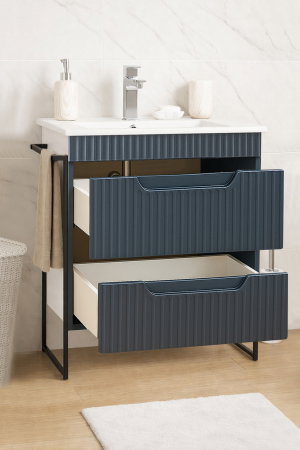 Baza cu Lavoar - Set Baza front MDF si Lavoar seria 033, cadru metalic, cu sertare, 60 cm, antracit