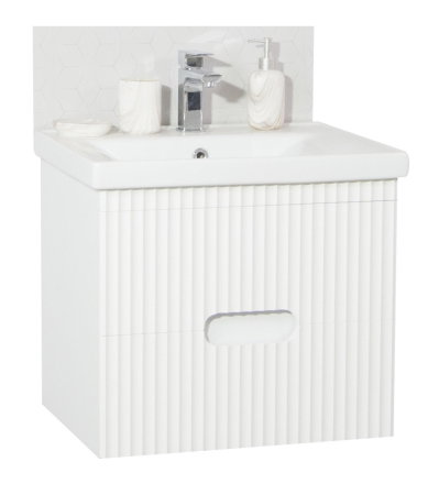 Baza cu Lavoar - Set Baza front MDF si Lavoar seria 709, cadru metalic, cu sertare, 60 cm, alb