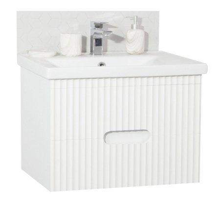 Baza cu Lavoar - Set Baza front MDF si Lavoar seria 709, cadru metalic, cu sertare, 80 cm, alb