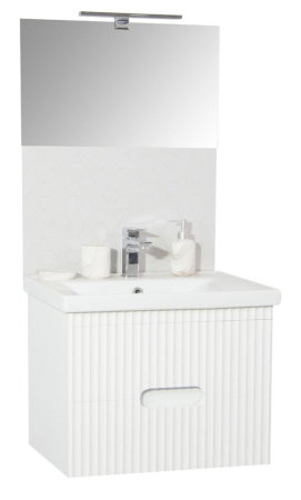 Set Baza front MDF si Lavoar seria 709, suspendata, cu sertare, 70 cm, alb [4]