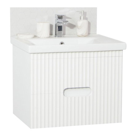 Set Baza front MDF si Lavoar seria 709, suspendata, cu sertare, 70 cm, alb [1]