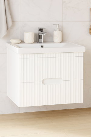 Set Baza front MDF si Lavoar seria 709, suspendata, cu sertare, 70 cm, alb [0]