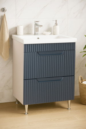 Mobilier Baie - Set Baza front MDF si Lavoar seria 733, cu sertare, 60 cm, antracit