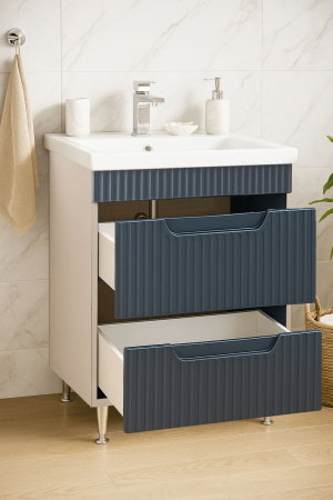 Mobilier Baie - Set Baza front MDF si Lavoar seria 733, cu sertare, 60 cm, antracit