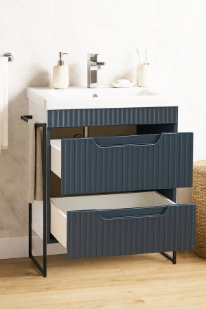 Baza cu Lavoar - Set Baza front MDF si Lavoar seria 733, cadru metalic, cu sertare, 60 cm, antracit