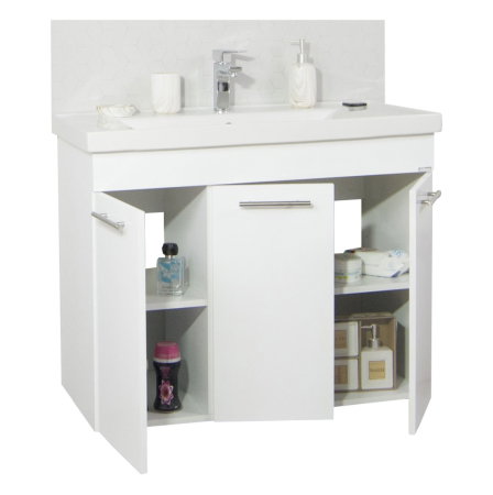 Baza cu Lavoar - Set Baza front MDF si Lavoar seria 754, cadru metalic, 80 cm, alb