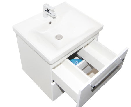 Baza cu Lavoar - Set Baza front MDF si Lavoar seria 754, cadru metalic, cu sertare, 80 cm, alb