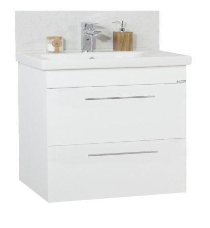 Baza cu Lavoar - Set Baza front MDF si Lavoar seria 754, cadru metalic, sertare, 80 cm, alb