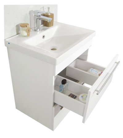 Baza cu Lavoar - Set Baza front MDF si Lavoar seria 754, cadru metalic, sertare, 80 cm, alb