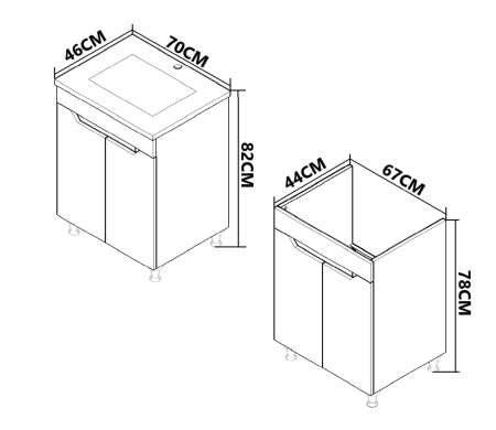 Set Baza front MDF si Lavoar seria 756, 70 cm, alb + antracit [4]