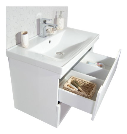 Set Baza front MDF si Lavoar seria 756, cu sertare, cadru metalic, 70 cm, alb + antracit [4]