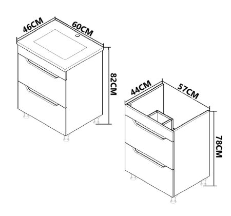 Set Baza front MDF si Lavoar seria 756, cu sertare, 60 cm, alb + antracit [6]