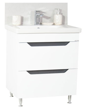 Mobilier Baie - Set Baza front MDF si Lavoar seria 756, cu sertare, 70 cm, alb + antracit