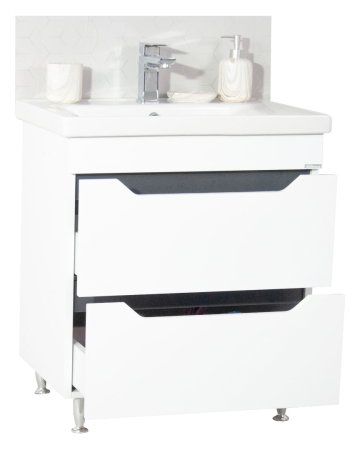 Mobilier Baie - Set Baza front MDF si Lavoar seria 756, cu sertare, 70 cm, alb + antracit