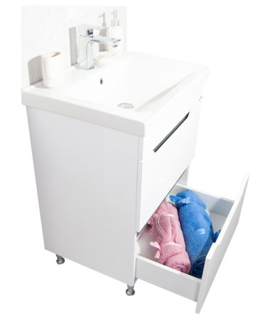 Set Baza front MDF si Lavoar seria 756, cu sertare, 70 cm, alb + antracit [4]