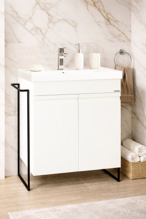 Baza cu Lavoar - Set Baza front MDF si Lavoar seria 786, cadru metalic, 60 cm, alb