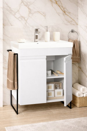 Baza cu Lavoar - Set Baza front MDF si Lavoar seria 786, cadru metalic, 60 cm, alb