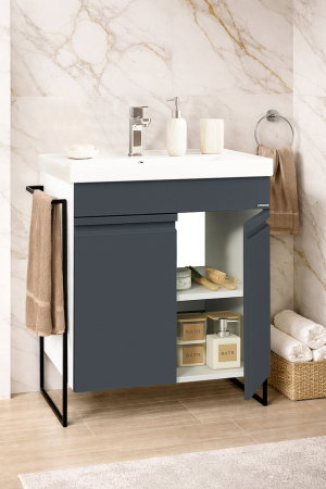Baza cu Lavoar - Set Baza front MDF si Lavoar seria 786, cadru metalic, 60 cm, antracit