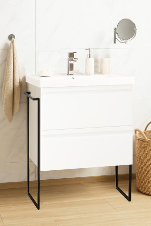 Baza cu Lavoar - Set Baza front MDF si Lavoar seria 786, cadru metalic, sertare, 60 cm, alb