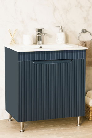 Produs în România - Set Baza front MDF si Lavoar seria 033, montat, 70 cm, antracit