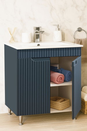 Produs în România - Set Baza front MDF si Lavoar seria 033, montat, 70 cm, antracit