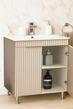 Produs în România - Set Baza front MDF si Lavoar seria 033, montat, 70 cm, crem