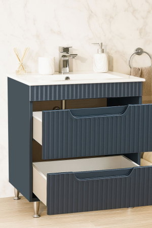 Mobilier Baie - Set Baza front MDF si Lavoar seria 033, cu sertare, montat, 70 cm, antracit