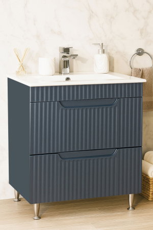 Mobilier Baie - Set Baza front MDF si Lavoar seria 033, cu sertare, montat, 70 cm, antracit