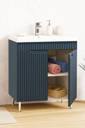 Produs în România - Set Baza front MDF si Lavoar seria 733, montat, 70 cm, antracit