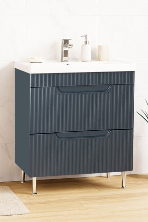 Mobilier Baie - Set Baza front MDF si Lavoar seria 733, cu sertare, montat, 70 cm, antracit