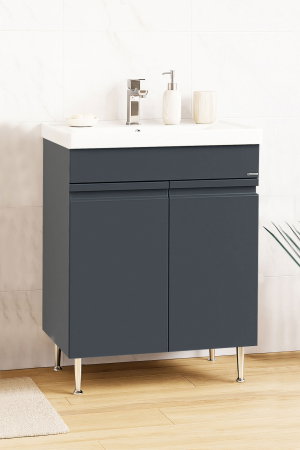 Baza cu Lavoar - Set Baza front MDF si Lavoar seria 786, montat, 60 cm, antracit