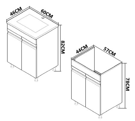 Baza cu Lavoar - Set Baza front MDF si Lavoar seria 786, montat, 60 cm, antracit